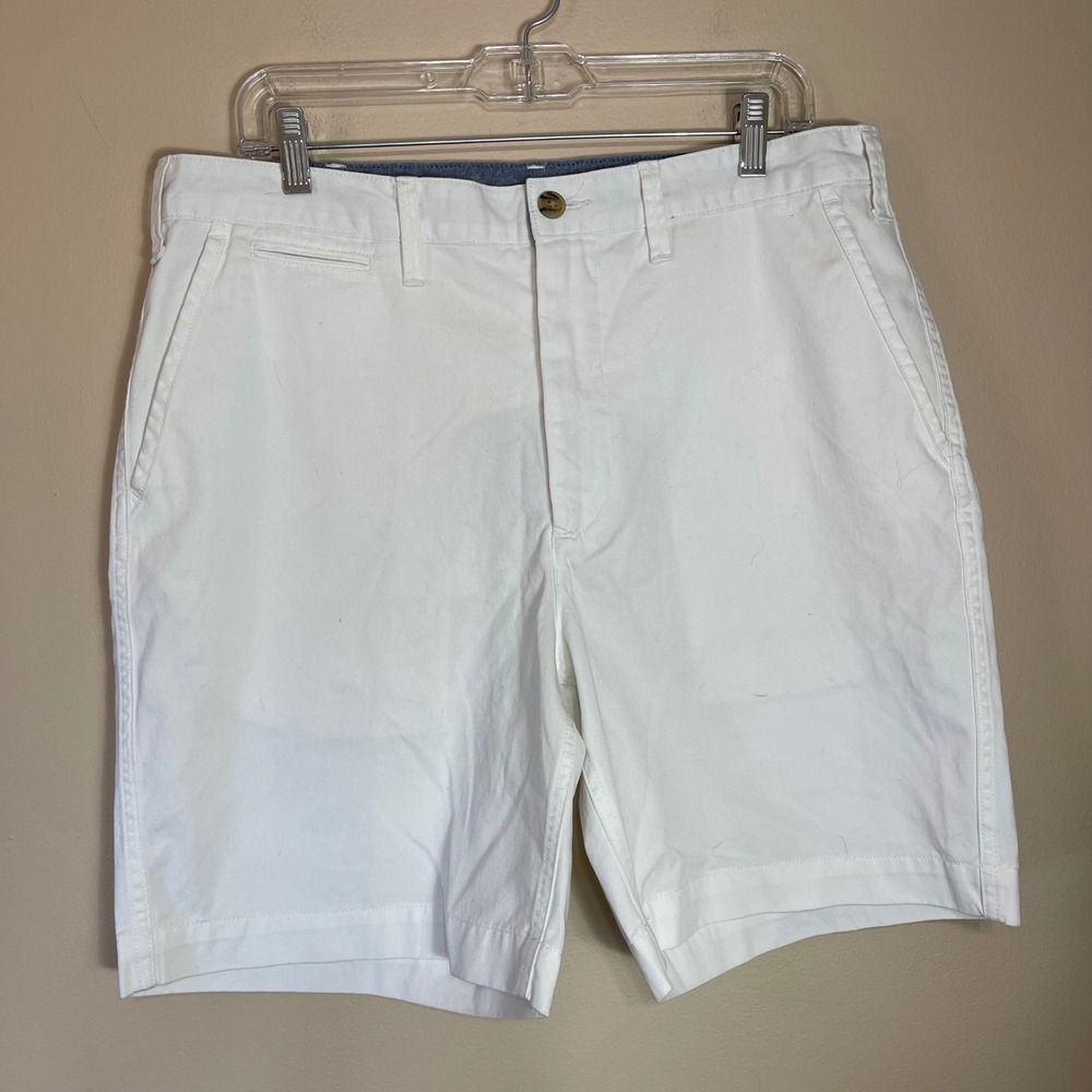 Polo‎ Ralph Lauren Mens White Relaxed Fit Cotton Chino Shorts 35 36 PONY Logo